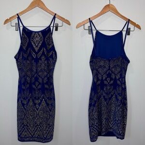 Jump Apparel Sparkly Rose Gold Embellished Bodyco spaghetti Mini Dress (7/8)